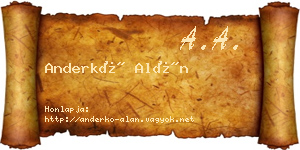 Anderkó Alán névjegykártya
